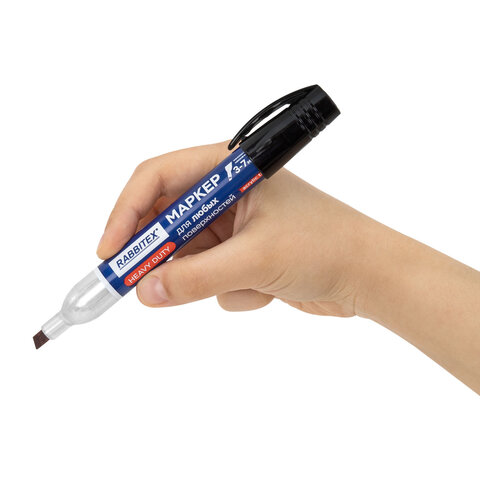 Маркер перманентный строительный для ЛЮБЫХ поверхностей металл, дерево, стекло, пластик, бетон HEAVY DUTY, ЧЕРНЫЙ 3-7 мм, RABBITEX, 152659 - фото 10