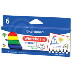 Маркеры стираемые для белой доски НАБОР 6 шт., 6 ЦВЕТОВ, CENTROPEN "Dry-Wipe", 1-2 мм, 2507/6
