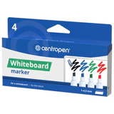 Маркеры стираемые для белой доски НАБОР 4 шт., 4 ЦВЕТА, CENTROPEN "Dry-Wipe", 8569/4, 1-4,5 мм