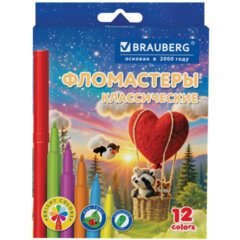 Фломастеры картонная коробка "АССОРТИ 6 ДИЗАЙНОВ", 12 цветов, КЛАССИЧЕСКИЕ, BRAUBERG, 152686