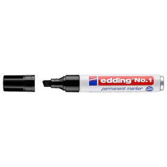 Маркер перманентный износостойкий EDDING No. 1, ЧЕРНЫЙ, скошенный, 1-5 мм, алюминиевый корпус, E-1/<wbr/>001