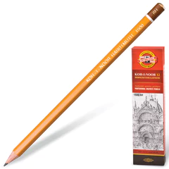 Карандаш чернографитный KOH-I-NOOR 1500, 1 шт., 6H, корпус желтый, заточенный