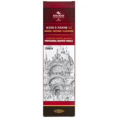 Карандаш чернографитный KOH-I-NOOR 1500, 1 шт., H, корпус желтый, заточенный