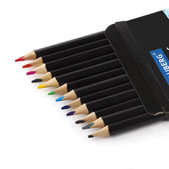 Карандаши цветные BRAUBERG &laquo;Artist line&raquo;, 12 цветов, черный корпус, шестигранные, грифель 3 мм, натуральное дерево, 180596