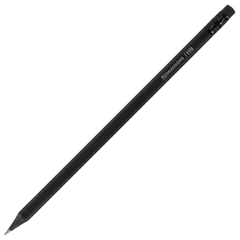 Карандаши чернографитные BRAUBERG НАБОР 6 шт., &laquo;Black Jack&raquo;, НВ, с резинкой, черные, дерево, заточенные, 180608