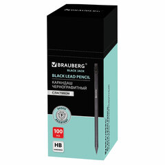Карандаш чернографитный BRAUBERG, 1 шт., &laquo;Black Jack&raquo;, НВ, с ластиком, черное дерево, корпус черный, 180609