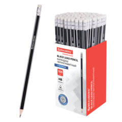 Изображение товара Карандаш чернографитный BRAUBERG, 1 шт., «Alderida», НВ, трехгранный, с ластиком, корпус черный, заточенный, 180610