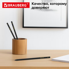 Карандаши чернографитные BRAUBERG НАБОР 12 шт., "Black Jack", 2Н-4В, без резинки, черные, дерево, заточенные, 180620