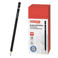Изображение товара Карандаш чернографитный BRAUBERG, 1 шт., «Touch line», 2В, корпус черный, заточенный, 180623