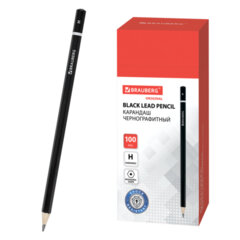 Изображение товара Карандаш чернографитный BRAUBERG, 1 шт., «Touch line», Н, корпус черный, заточенный, 180625