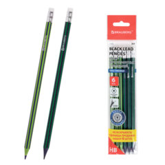 Изображение товара Карандаши чернографитные BRAUBERG Jet набор 6 шт. HB, заточенные, ассорти