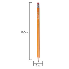 Карандаши чернографитные простые с ластиком HB, ВЫГОДНАЯ УПАКОВКА КОМПЛЕКТ 12 штук, ОФИСМАГ, 180638