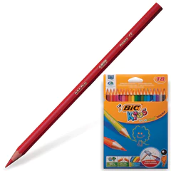Карандаши цветные пластиковые BIC (Франция) &laquo;Evolution&raquo;, 18 цветов, заточенные, в картонной упаковке с европодвесом, 829728