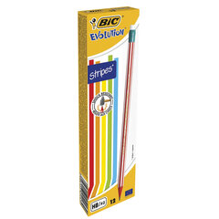 Карандаш чернографитный BIC, 1 шт., &laquo;Evolution Stripes&raquo;, HB, с ластиком, корпус ассорти, 8960342