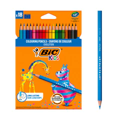 Карандаши цветные BIC &laquo;Kids ECOlutions Evolution&raquo;, 18 цветов, пластиковые, заточенные, европодвес, 937513