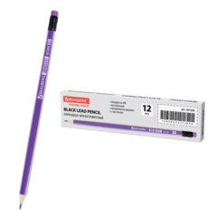 Изображение товара Карандаш чернографитный BRAUBERG, 1 шт., «Lines», HB, трехгранный, с ластиком, фиолетовый/серебристый, 181295