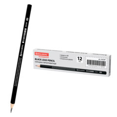 Изображение товара Карандаш чернографитный BRAUBERG, 1 шт., «Black&White», HB, трехгранный, корпус черный, заточенный, 181297