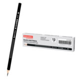 Карандаш чернографитный BRAUBERG, 1 шт., "Black&White", HB, трехгранный, корпус черный, заточенный, 181297