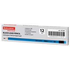 Карандаш чернографитный BRAUBERG, 1 шт., &laquo;Neon&raquo;, HB, трехгранный, с ластиком, корпус неоновый ассорти, 181298