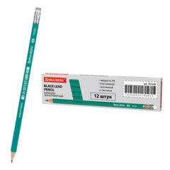 Карандаш чернографитный BRAUBERG, 1 шт., &laquo;Grass&raquo;, НВ, с резинкой, пластиковый, корпус зеленый, 181326