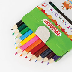 Карандаши цветные ПИФАГОР &laquo;МАЛЫШИ-КАРАНДАШИ&raquo;, 12 цветов, укороченные, шестигранные, натуральное дерево, 181344