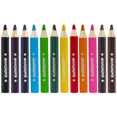 Карандаши цветные утолщенные ЮНЛАНДИЯ &laquo;МАЛЫШИ-КАРАНДАШИ&raquo;, 12 цветов, укороченные, шестигранные, грифель 5 мм, натуральное дерево, 181376