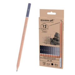 Изображение товара Карандаши художественные чернографитные BRAUBERG ART CLASSIC 12 шт