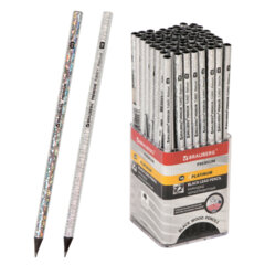 Карандаш чернографитный BRAUBERG &laquo;PREMIUM TURKEY&raquo;, 1 шт., &laquo;Platinum&raquo;, НВ, дисплей, 181561