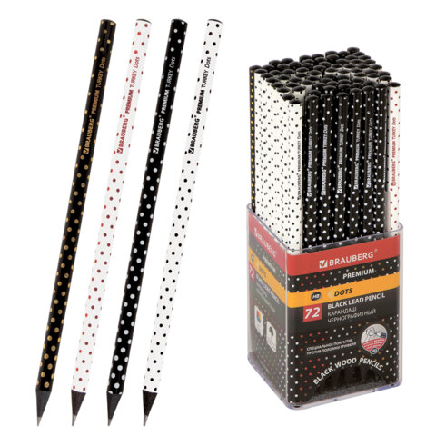 Карандаш чернографитный BRAUBERG "PREMIUM TURKEY", 1 шт., "Dots", НВ, ассорти, дисплей, 181563