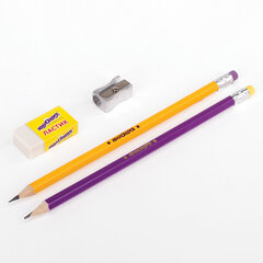 Набор ЮНЛАНДИЯ &laquo;Школьный&raquo;, 2 карандаша чернографитных, резинка стирательная, точилка, блистер, 181593