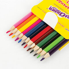 Карандаши цветные ЮНЛАНДИЯ &laquo;ТРОПИКИ&raquo;, 12 цветов, с РАСКРАСКОЙ, трехгранные, грифель 3 мм, натуральное дерево, 181647