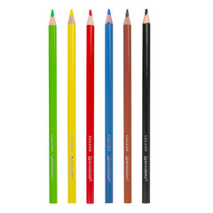 Карандаши цветные BRAUBERG PREMIUM, 6 цветов, трехгранные, грифель 3,3 мм, натуральное дерево, 181650