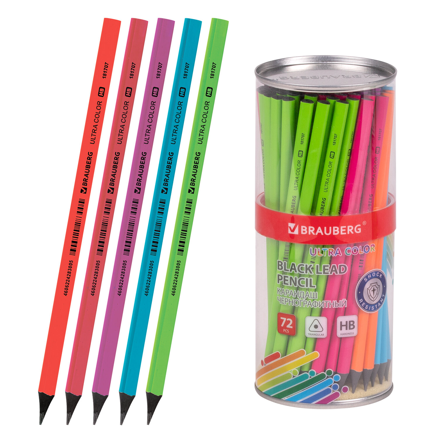 Карандаш чернографитный BRAUBERG "ULTRA COLOR", 1 шт., HB, пластиковый, 181707