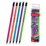 Набор карандашей чернографитных BRAUBERG "ULTRA COLOR" 12 шт., HB, с ластиком, пластиковые, 181710