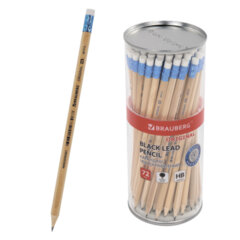 Изображение товара Карандаш чернографитный BRAUBERG «ORIGINAL», 1 шт., HB, с ластиком, некрашеный корпус, 181713