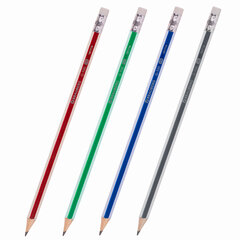 Карандаш чернографитный BRAUBERG &laquo;G-100&raquo;, 1 шт., HB, с ластиком, корпус ассорти, 181714