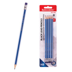 Изображение товара Набор карандашей чернографитных BRAUBERG GX-100 с ластиками 4 шт.