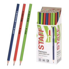 Изображение товара Карандаш чернографитный STAFF «Basic» BLP-743, 1 шт., НВ, пластиковый, корпус ассорти, 181743