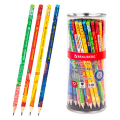 Изображение товара Карандаш чернографитный BRAUBERG «AROUND THE WORLD», 1 шт., HB, с ластиком, корпус ассорти, 181747