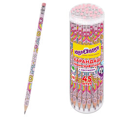Изображение товара Карандаш чернографитный ЮНЛАНДИЯ «СЛАДКИЕ ИСТОРИИ», 1 шт., HB, с ластиком, корпус с печатью, 181750