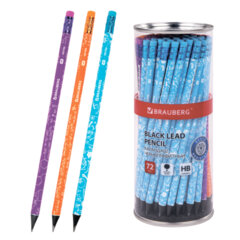 Изображение товара Карандаш чернографитный BRAUBERG «EXAM», 1 шт., HB, с ластиком, корпус ассорти, 181753