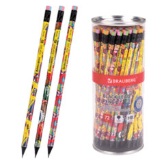 Изображение товара Карандаш чернографитный BRAUBERG «POP-ART», 1 шт., HB, с ластиком, корпус ассорти, 181754