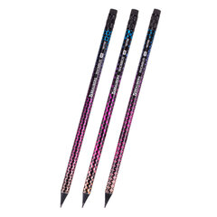 Карандаш чернографитный BRAUBERG &laquo;RHOMBUS&raquo;, 1 шт., HB, с ластиком, корпус ассорти, 181755