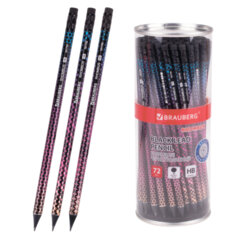 Изображение товара Карандаш чернографитный BRAUBERG «RHOMBUS», 1 шт., HB, с ластиком, корпус ассорти, 181755