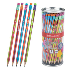Карандаш чернографитный BRAUBERG &laquo;MIX&raquo;, 1 шт., HB, с ластиком, корпус ассорти, 181760