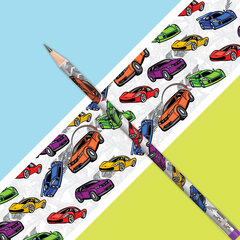 Карандаш чернографитный ЮНЛАНДИЯ &laquo;МАШИНКИ&raquo;, 1 шт., HB, с ластиком, корпус с печатью, 181781