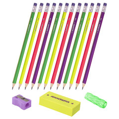 Набор ЮНЛАНДИЯ &laquo;Юный волшебник&raquo;, 12 карандашей чернографитных + точилка + ластик + держатель, 181785