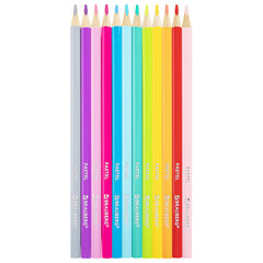 Карандаши цветные BRAUBERG PASTEL, 12 пастельных цветов, трехгранные, грифель 3 мм, натуральное дерево, 181850