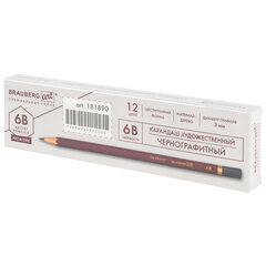 Карандаш чернографитный художественный 6B, 1 шт., BRAUBERG ART &laquo;PREMIERE&raquo;, ВЫСШЕЕ КАЧЕСТВО, 181890