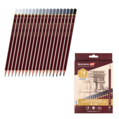 Изображение товара Карандаши чернографитные профессиональные 18 шт BRAUBERG ART PREMIERE 8H-8B